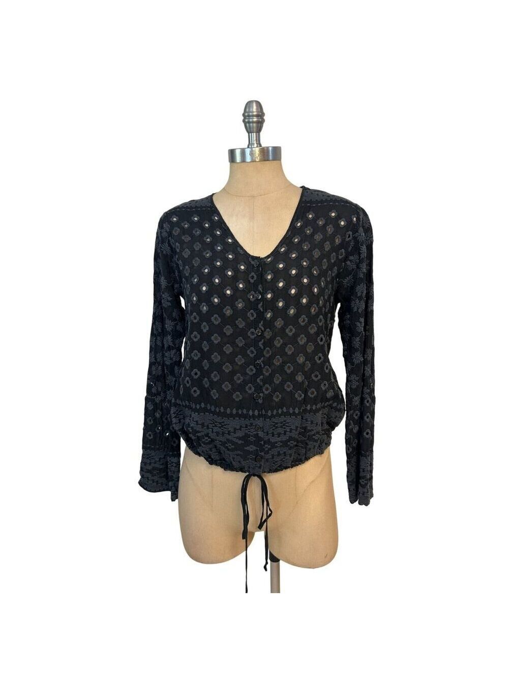 Johnny Was Black embroidered top size small - Picture 2 of 5